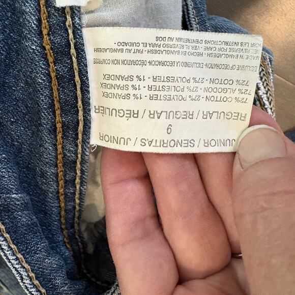 LEI Jeans Women 9 Blue Sophia Hipster Flare Distressed Y2K Grunge Whiskering - Picture 10 of 12